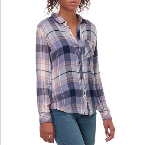 Rails Hunter Coast Apricot Cream Button Front Top Flannel Size X-Small EUC - Picture 1 of 9